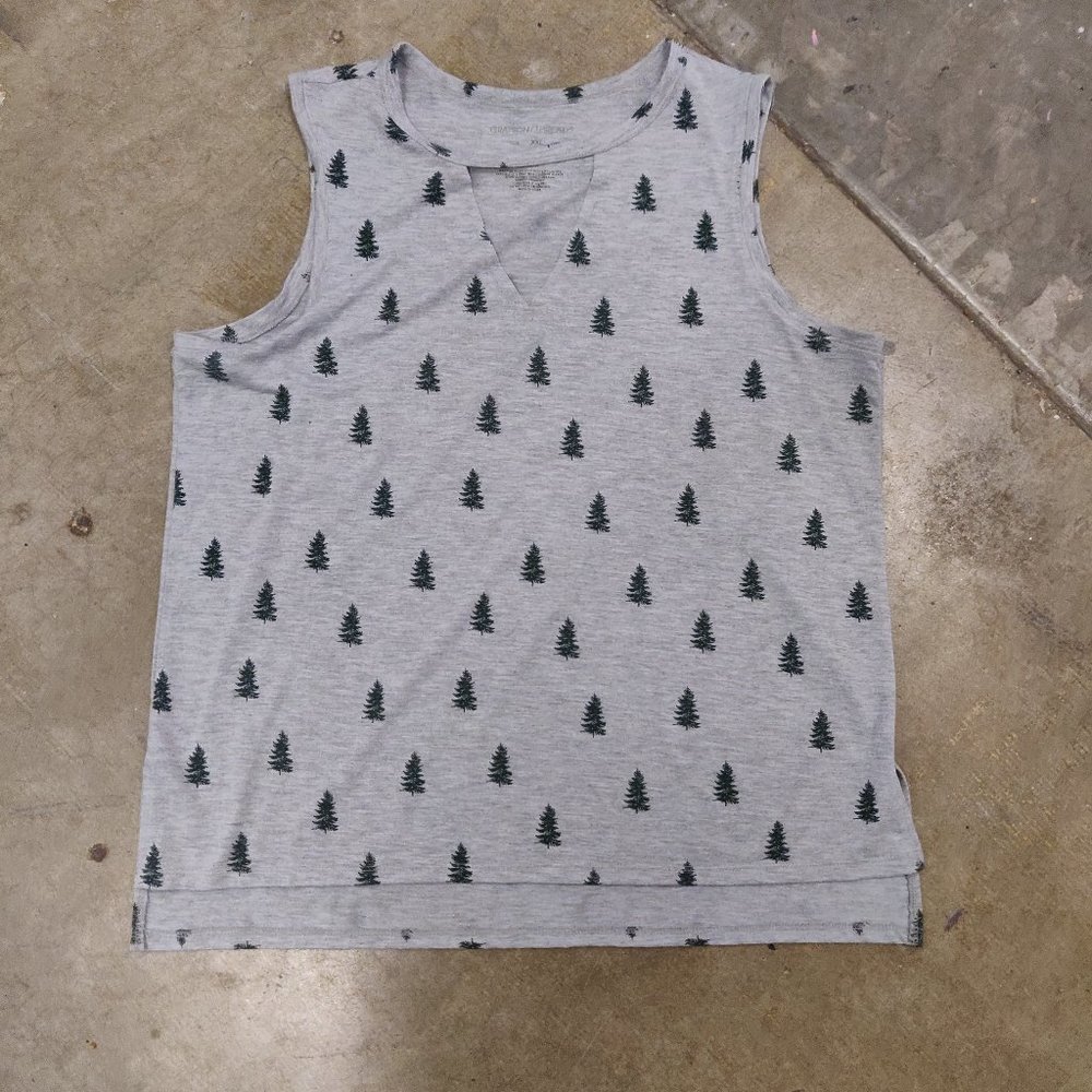 Grayson Threads Pine Tree Tank Top Grey & Green